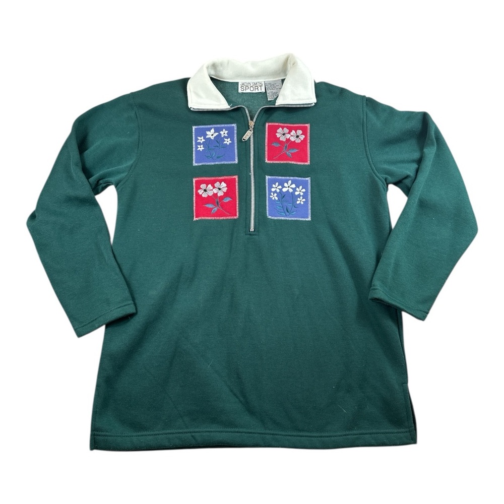 Vintage Jaclyn Smith Sport Sweater Floral Collared Grandmacore Size S Women’s